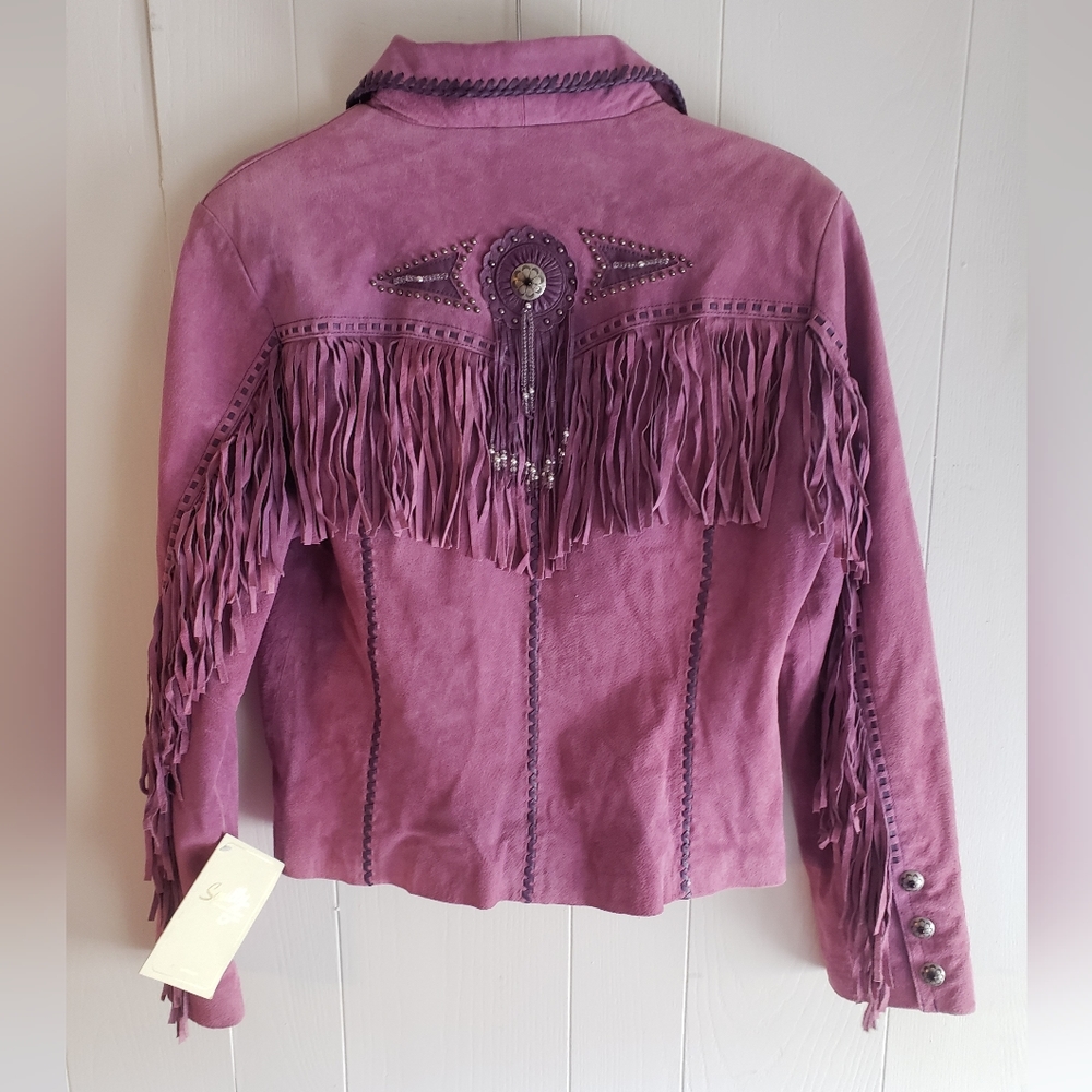 Scully PURPLE Suede Fringe Jacket - Picture 4 of 10